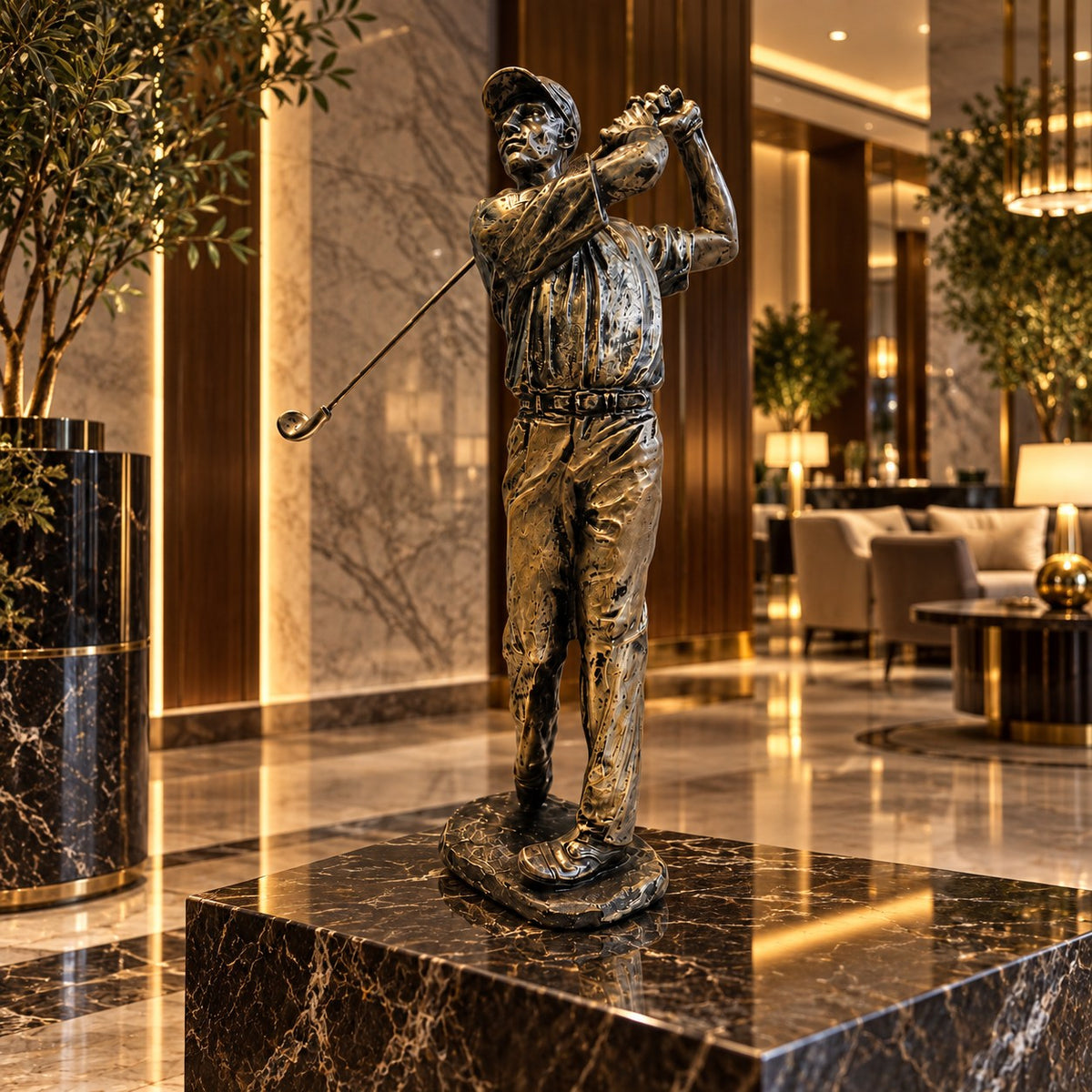 Golf Player Statue D41 Premium Resin Golfer Figurine