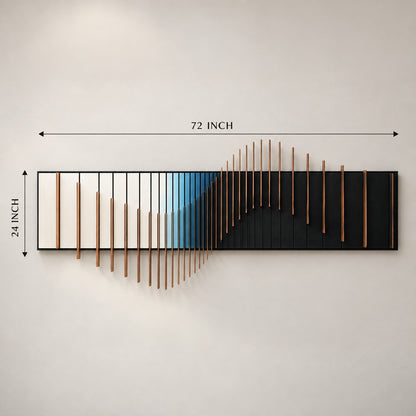 3D Wave Wall Art P16 – Handmade Black & White Wooden Sculpture