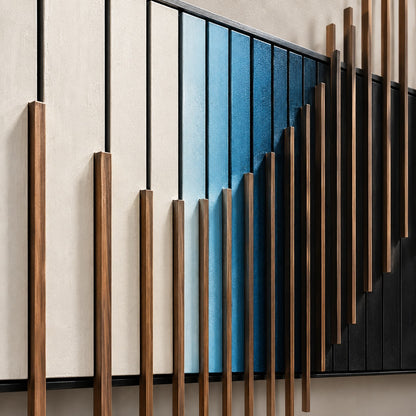 3D Wave Wall Art P16 – Handmade Black & White Wooden Sculpture