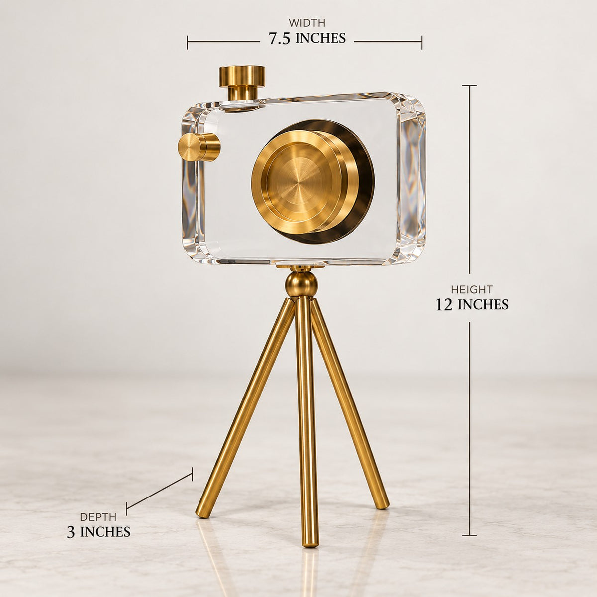 Modern Crystal Camera Decor D44 Premium Crystal & Metal Sculpture
