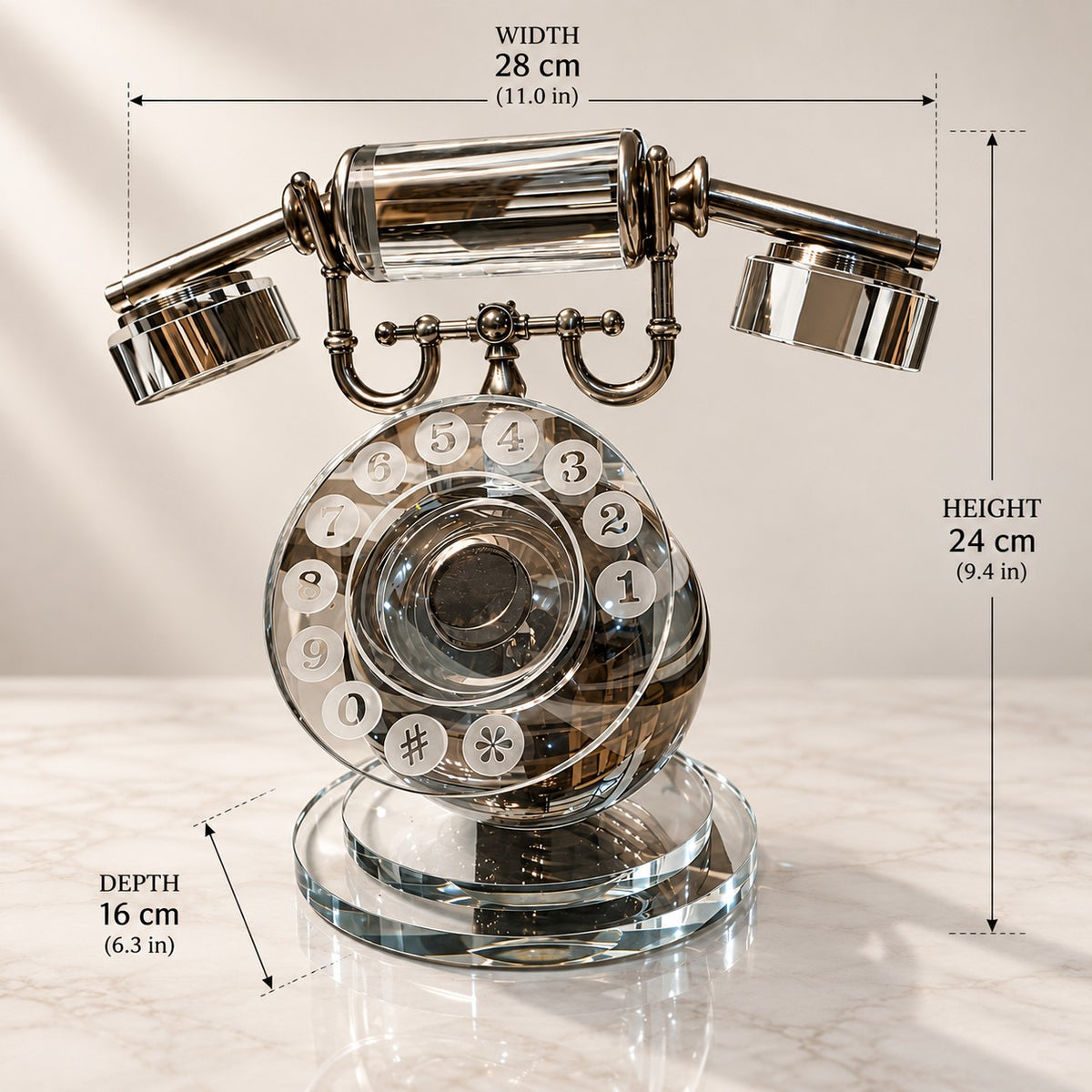 Retro Crystal Telephone D46 Premium Crystal & Metal Home Decor