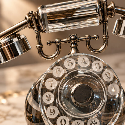 Retro Crystal Telephone D46 Premium Crystal & Metal Home Decor