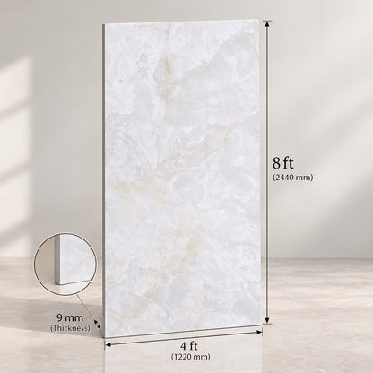 Premium White Onyx Sintered Stone Slab T4 – Luxury Natural Stone Finish | 4 FT × 8 FT