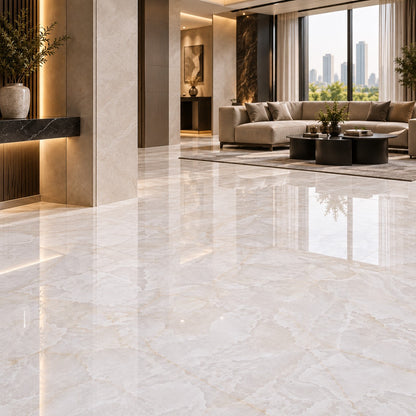 Premium White Onyx Sintered Stone Slab T4 – Luxury Natural Stone Finish | 4 FT × 8 FT