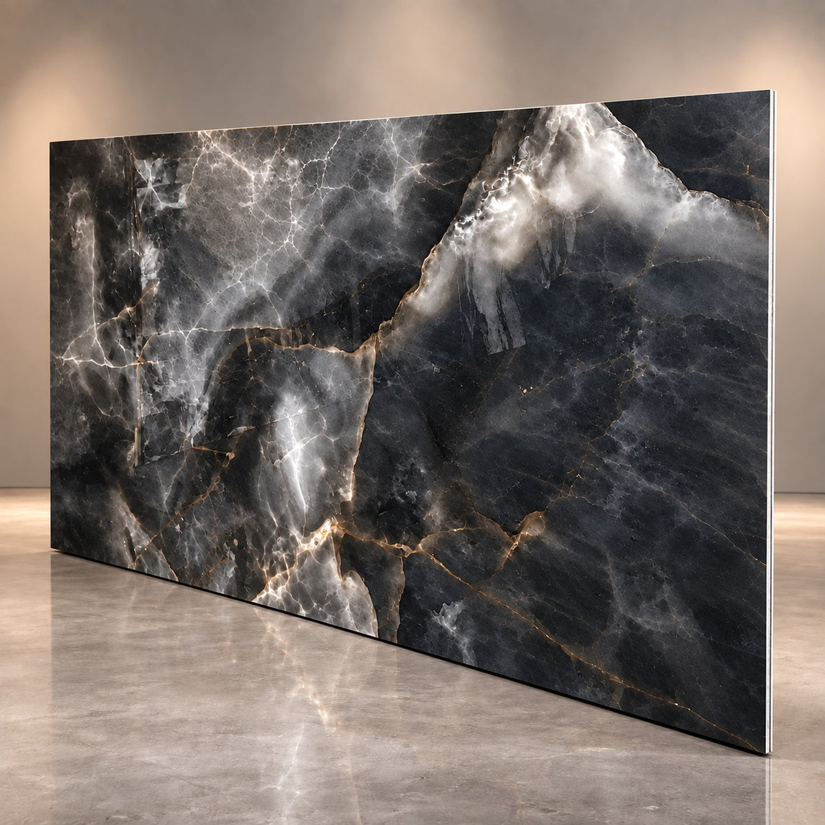 Premium Dark Grey Marble Sintered Stone Tiles T6 – Luxury Marble Finish | 4 FT × 8 FT