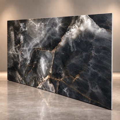 Premium Dark Grey Marble Sintered Stone Tiles T6 – Luxury Marble Finish | 4 FT × 8 FT