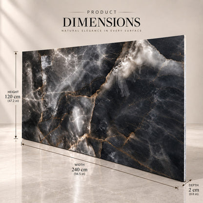 Premium Dark Grey Marble Sintered Stone Tiles T6 – Luxury Marble Finish | 4 FT × 8 FT